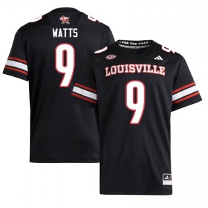 #9 Antonio Watts UofL Black Jersey | Classic Embroidery Men Player Football Gear 85796794