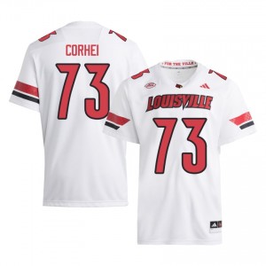 Louisville Cardinals Ben Corhei #73 White Jersey | Pro Cut Stitched NCAA Football Men Apparel 41354381