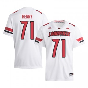 #71 Cason Henry Louisville White Jersey | Elite Stitched Men Player Football Gear 93145799