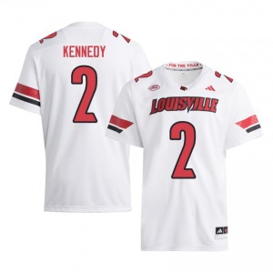 Elite Thread Demeco Kennedy #2 Louisville Cardinals White Jersey | Men University Football Stitched Fan Gear 80346081