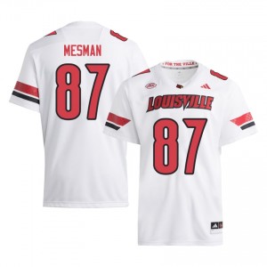 #87 Dylan Mesman UofL White Jersey | Classic Stitched Men Player Football Gear 61035046