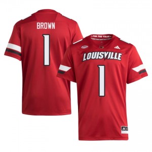 #1 Isaac Brown UL Cardinals Red Jersey | Authentic Stitch Men Player Football Gear 56058798