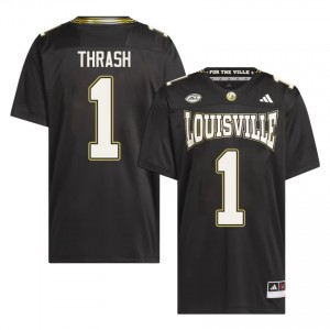 Black Jamari Thrash #1 UofL For the Ville Jersey | Men High School Football Limited Embroidery 12990368