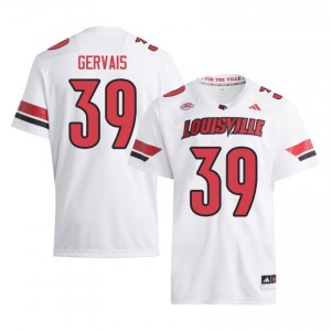 Louisville Cardinals Jordan Gervais #39 White Jersey | Genuine Stitched NCAA Football Men Apparel 98166949