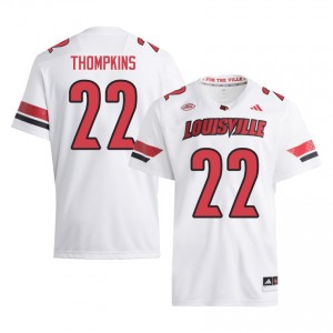 White Lekhy Thompkins #22 Louisville Cardinals Jersey | Men High School Football Moisture Wicking Stitched 88253737