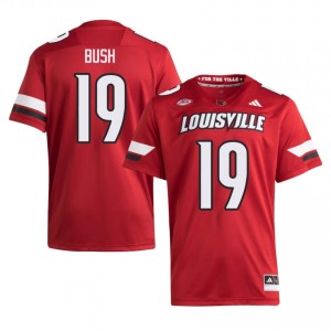 Durable Michael Bush #19 Louisville Red Jersey | Men University Football Swen Fan Gear 72482602