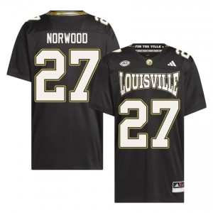 Louisville Cardinals Myles Norwood #27 Black For the Ville Jersey | Pro Cut Embroidery NCAA Football Men Apparel 31073843