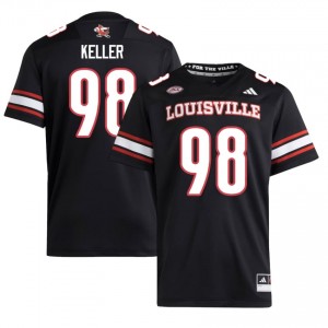 #98 Nick Keller UofL Black Jersey | Classic Embroidery Men Player Football Gear 92466551