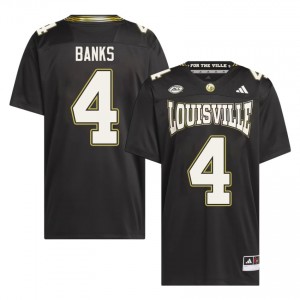 #4 TJ Banks Louisville Cardinals Black For the Ville Jersey | Alumni Embroidery Men Player Football Gear 25979880