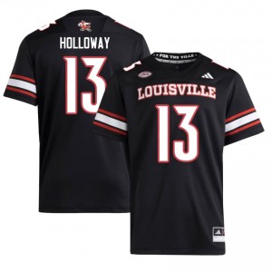 #13 Tayon Holloway UL Cardinals Black Jersey | Authentic Embroidery Men Player Football Gear 57502800