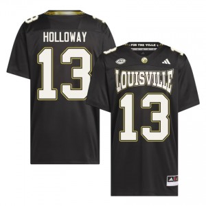 Louisville Cardinals Tayon Holloway #13 Black For the Ville Jersey | Genuine Embroidery NCAA Football Men Apparel 67553703