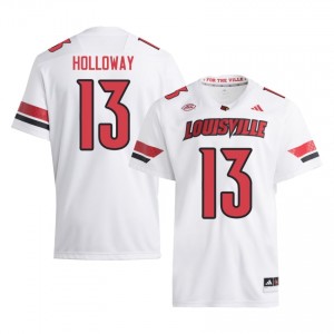 White Tayon Holloway #13 UofL Jersey | Men High School Football Limited Stitched 49203327