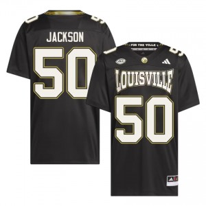 UL Cardinals Tom Jackson #50 Black For the Ville Jersey | Pro Cut Embroidery NCAA Football Men Apparel 72525845