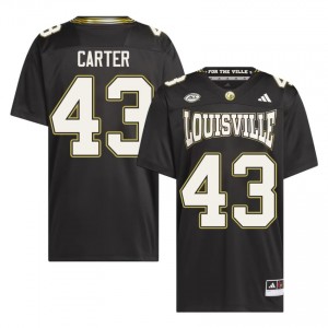 Louisville Cardinals Trent Carter #43 Black For the Ville Jersey | Genuine Embroidery NCAA Football Men Apparel 39827518