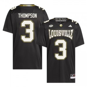UL Cardinals Tyler Thompson #3 Black For the Ville Jersey | Pro Cut Embroidery NCAA Football Men Apparel 69270773