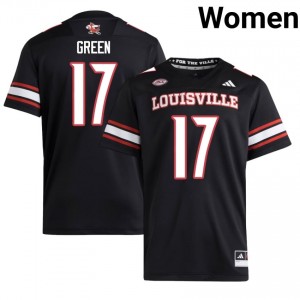 Black AJ Green #17 Louisville Cardinals Jersey | Women High School Football Moisture Wicking Embroidery 52883015