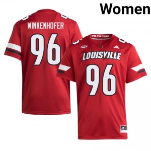 Officially Licensed Adam Winkenhofer #96 Louisville Cardinals Red Jersey | Women University Football Stitch Fan Gear 41687924