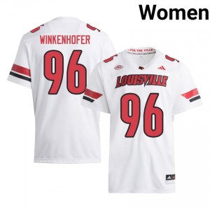 White Adam Winkenhofer #96 Louisville Jersey | Women High School Football Fresh Stitched 90968077