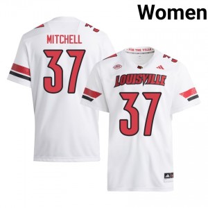 Cardinals Anderson Mitchell #37 White Jersey | Premium Stitched NCAA Football Women Apparel 60473875