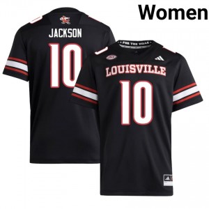Louisville Cardinals Arnold Jackson #10 Black Jersey | Genuine Embroidery NCAA Football Women Apparel 18338712