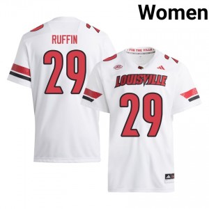 Officially Licensed Blake Ruffin #29 Louisville Cardinals White Jersey | Women University Football Stitched Fan Gear 82864028