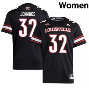 #32 Braxton Jennings UL Cardinals Black Jersey | Authentic Embroidery Women Player Football Gear 51434253