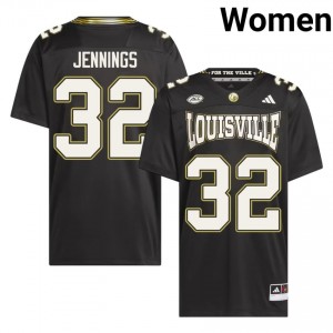 Louisville Cardinals Braxton Jennings #32 Black For the Ville Jersey | Genuine Stitched NCAA Football Women Apparel 67164299