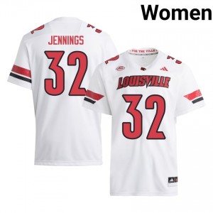 White Braxton Jennings #32 UofL Jersey | Women High School Football Limited Stitched 77719143