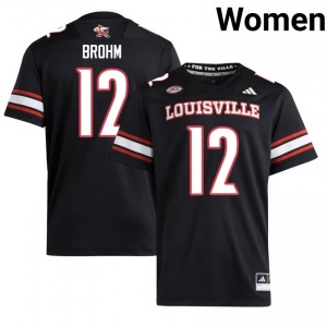 Officially Licensed Brian Brohm #12 UL Cardinals Black Jersey | Women University Football Embroidery Fan Gear 81344609