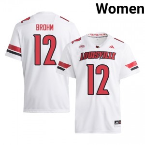 Brian Brohm #12 UofL Jersey | Pro-Grade White College Football Women Stitched 71998112