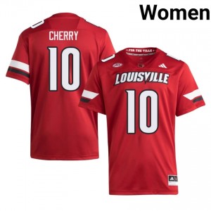 UofL Briggs Cherry #10 Red Jersey | Essential Swen NCAA Football Women Apparel 65746788