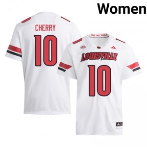 Briggs Cherry #10 UL Cardinals Jersey | Iconic White College Football Women Stitched 98078031