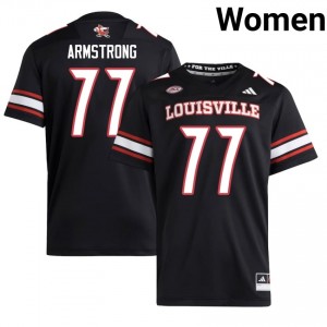 Bruce Armstrong #77 Louisville Cardinals Jersey | Gameday Black College Football Women Embroidery 72090486