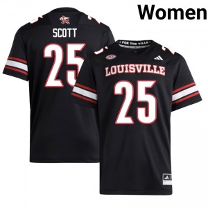 #25 Brycen Scott Louisville Black Jersey | Elite Embroidery Women Player Football Gear 19612534
