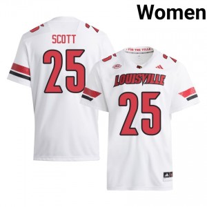 White Brycen Scott #25 Louisville Cardinals Jersey | Women High School Football Licensed Stitched 74944587