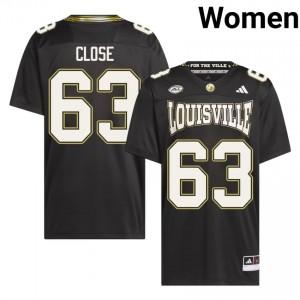 Louisville Cardinals Bryten Close #63 Black For the Ville Jersey | Pro Cut Stitched NCAA Football Women Apparel 40540852