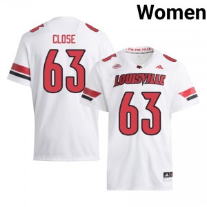 White Bryten Close #63 Louisville Jersey | Women High School Football Fresh Stitched 90748735