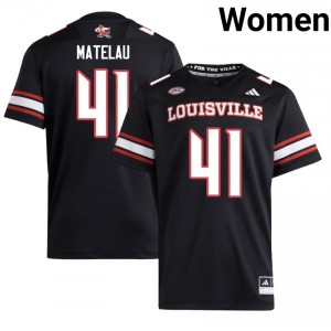 Cards Caleb Matelau #41 Black Jersey | Genuine Embroidery NCAA Football Women Apparel 20469107