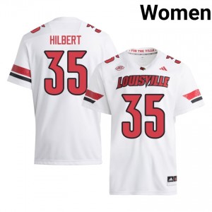 #35 Carson Hilbert Louisville Cardinals White Jersey | Alumni Stitched Women Player Football Gear 87523423
