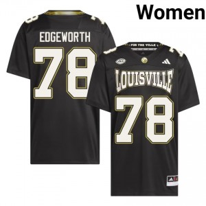#78 Charlie Edgeworth UofL Black For the Ville Jersey | Classic Stitched Women Player Football Gear 63963612