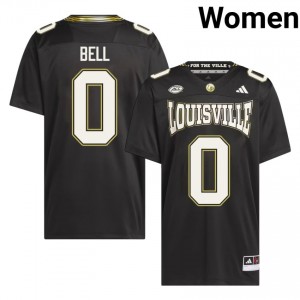 Chris Bell #0 UL Cardinals For the Ville Jersey | Iconic Black College Football Women Stitched 76142833