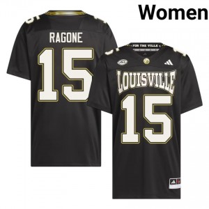 Louisville Cardinals Dave Ragone #15 Black For the Ville Jersey | Pro Cut Stitched NCAA Football Women Apparel 90839964