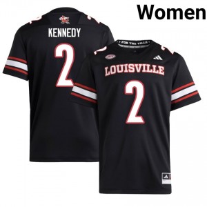 UL Cardinals Demeco Kennedy #2 Black Jersey | Pro Cut Embroidery NCAA Football Women Apparel 74765628