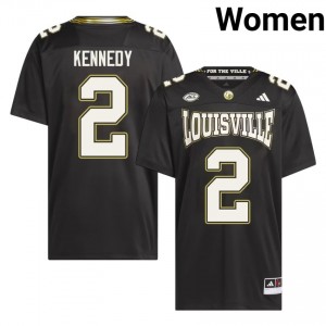 Elite Thread Demeco Kennedy #2 Louisville Cardinals Black For the Ville Jersey | Women University Football Stitched Fan Gear 55566480