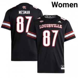 Durable Dylan Mesman #87 Louisville Black Jersey | Women University Football Embroidery Fan Gear 20369872