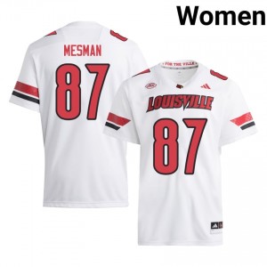 Dylan Mesman #87 Louisville Cardinals Jersey | Iconic White College Football Women Stitched 37441956