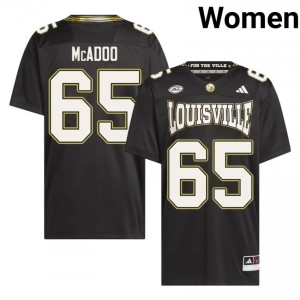Louisville Cardinals Ellis McAdoo #65 Black For the Ville Jersey | Genuine Stitched NCAA Football Women Apparel 20354117