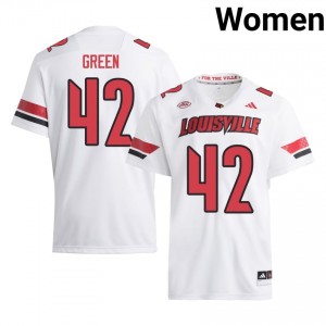 #42 Ernie Green UofL White Jersey | Classic Stitched Women Player Football Gear 58688982