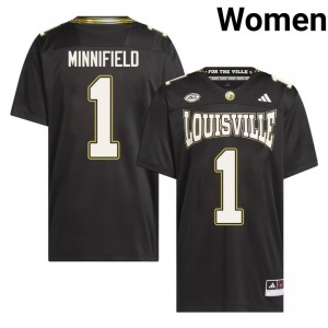 Officially Licensed Frank Minnifield #1 Louisville Cardinals Black For the Ville Jersey | Women University Football Stitched Fan Gear 45699455