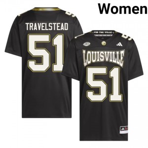 #51 Hayden Travelstead Louisville Cardinals Black For the Ville Jersey | Alumni Stitched Women Player Football Gear 30071857